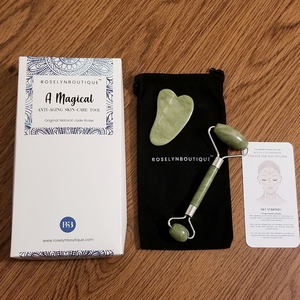 NIB Roselyn Boutique Jade Roller Gua Sha Set - Picture 3 of 5